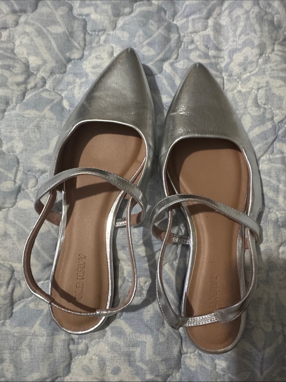 Old Navy Metallic Silver Pointed-Toe Slingback Flats